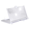 Plastic mobile phone screen magnifier in black, white, or red, 10-inch or 12-inch size with stand.