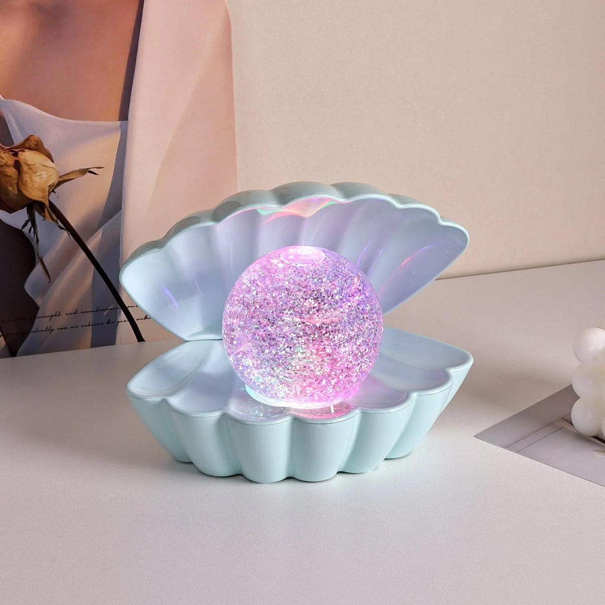 Shell-shaped neon night lamp with battery power in decorative colours