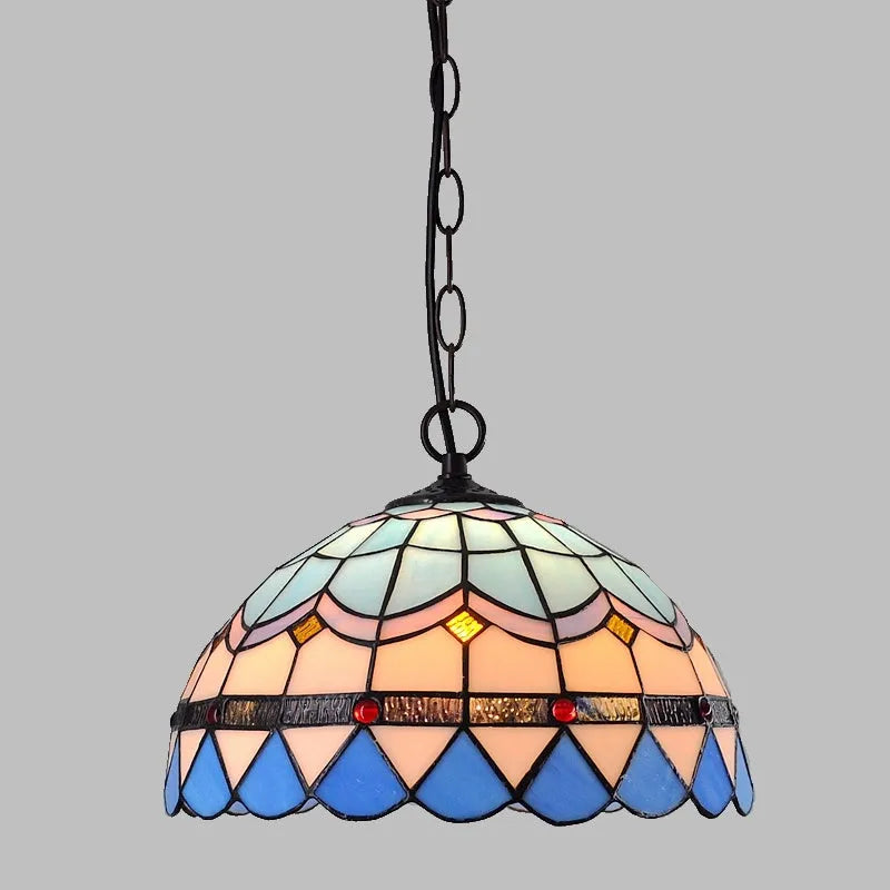 European retro baroque chandelier with colourful glaze and hanging ornaments in abstract Style 2 design