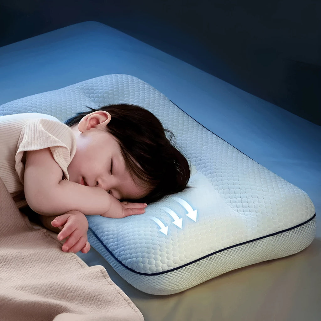 Children's dual-sided antibacterial partition neck pillow with silk floss filler for 1-3-6 year olds