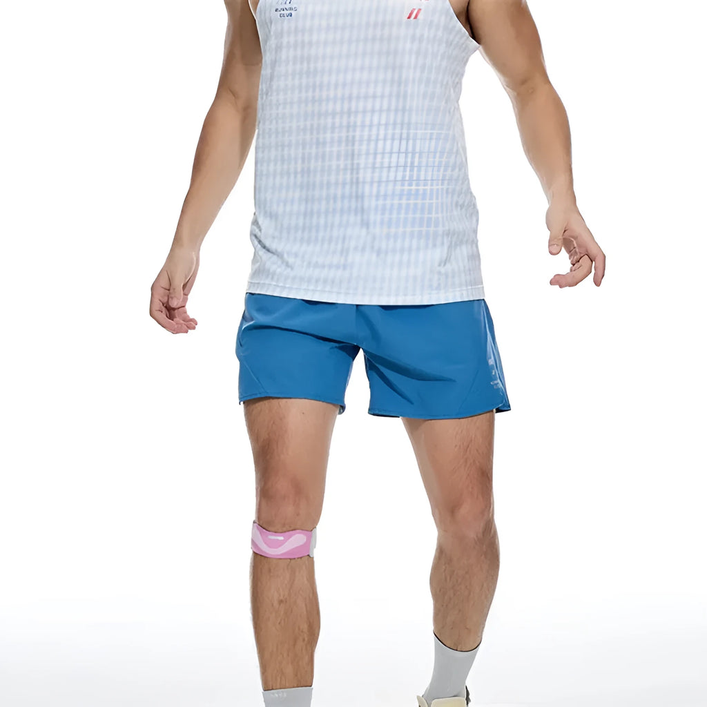 Men's black four-point stretch running shorts with laser-punched stitching detail