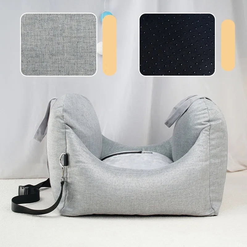 Portable washable pet carrier car seat in charcoal gray, beige or light gray, 52x52x44cm detachable cloth kennel