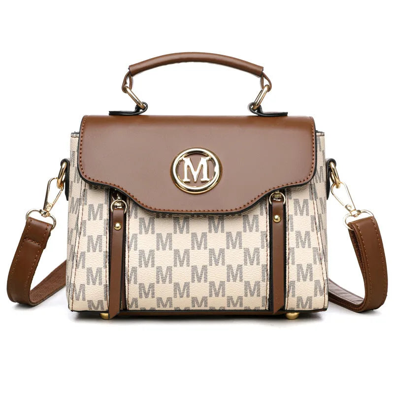 Women's Classic Retro Crossbody Shoulder Handbag in PU Material with Sewing Thread Detailing, Available in Black, Brown, White, Featuring Three-Dimensional Outer Pocket and Sandwich Zipper Internal Compartment, Ideal for Everyday Use or Vintage Styling