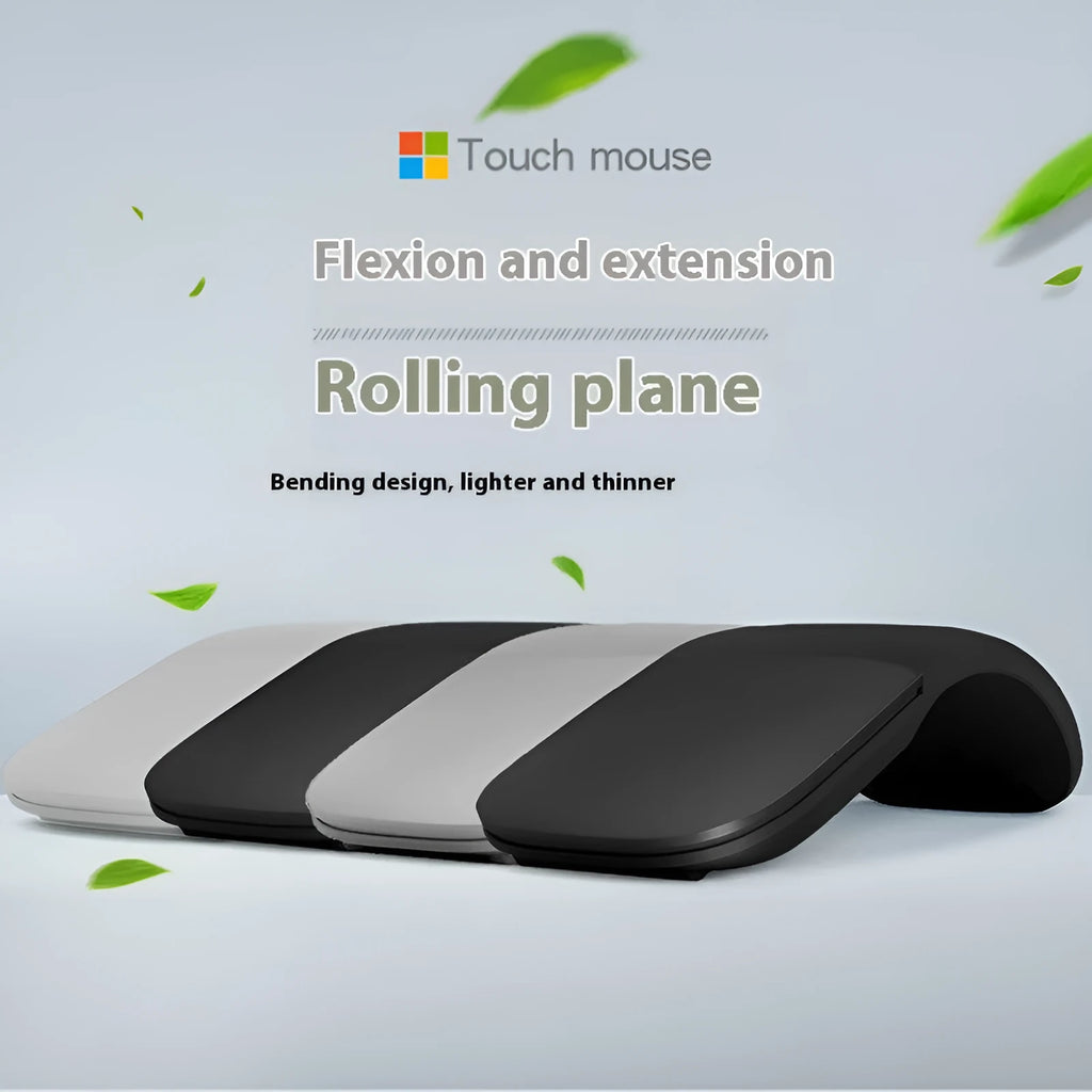 Folding Bluetooth wireless mouse showing compact design in black colour