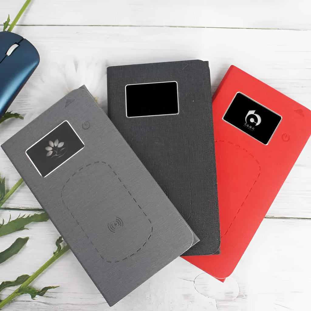 Folding wireless charging mouse pad set with Bluetooth mouse showing folded and open configurations