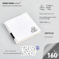 Square checkered diary measuring 148mm with raw wood pulp pages and included stickers