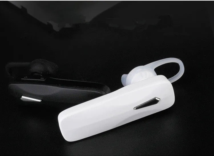 M163 Bluetooth car headset shown in black and white colour options on a plain background.