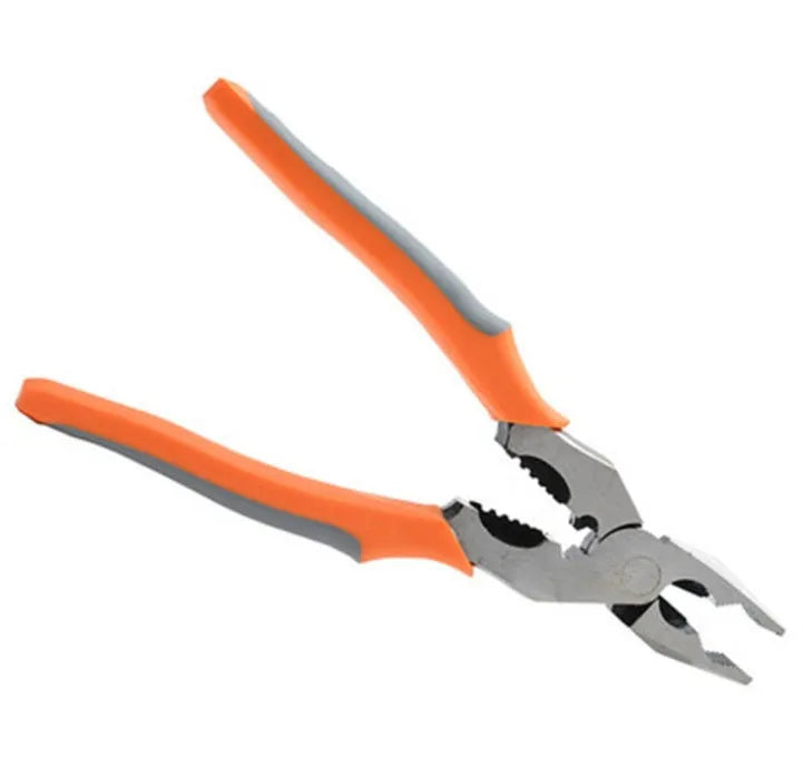 Orange handled multi-function wire cutter 118-129 with alloy steel head for stripping and crimping