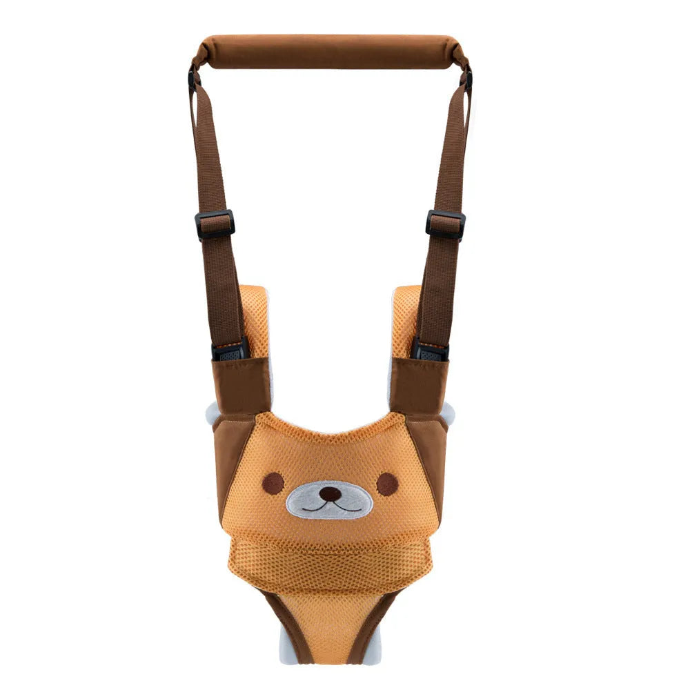 Baby walking harness belt in blue vest style showing adjustable straps for toddler walking support
