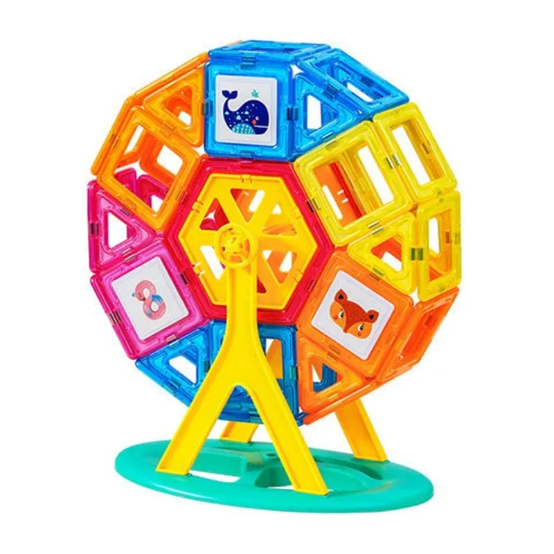Magnetic building blocks set 118 pieces large plastic tiles for children 3-6 years educational toy