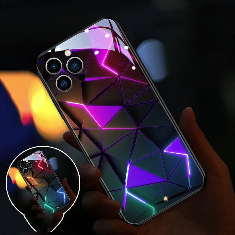Xpress 14 mobile phone case with illuminated LED notification light on tempered glass iPhone protector