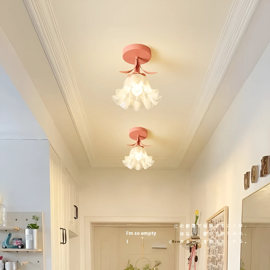 Cream Linglan flower design modern corridor aisle LED light with remote control for dimming.