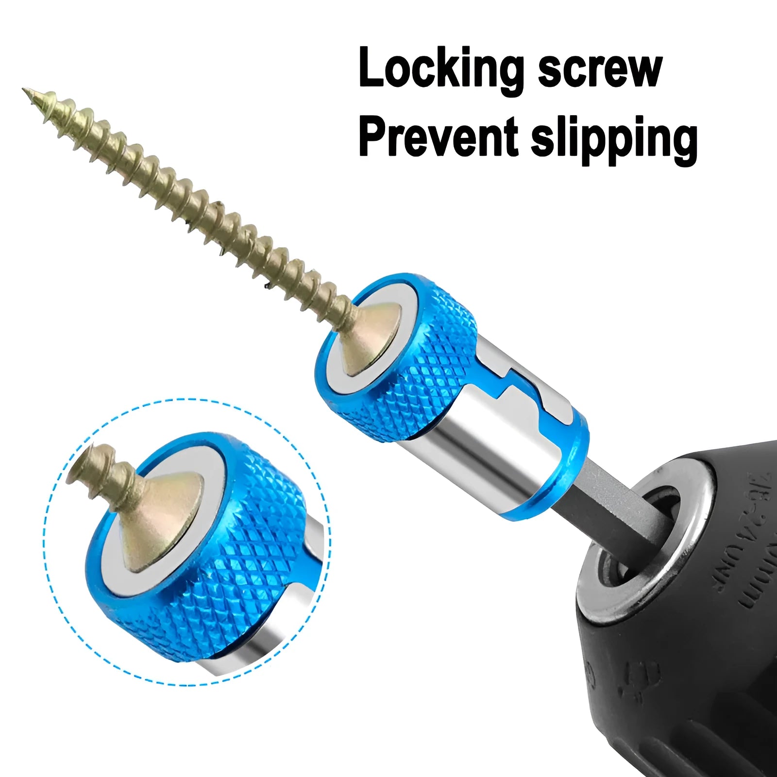 Light blue slotted screwdriver bit with magnetic ring on a high carbon steel shaft