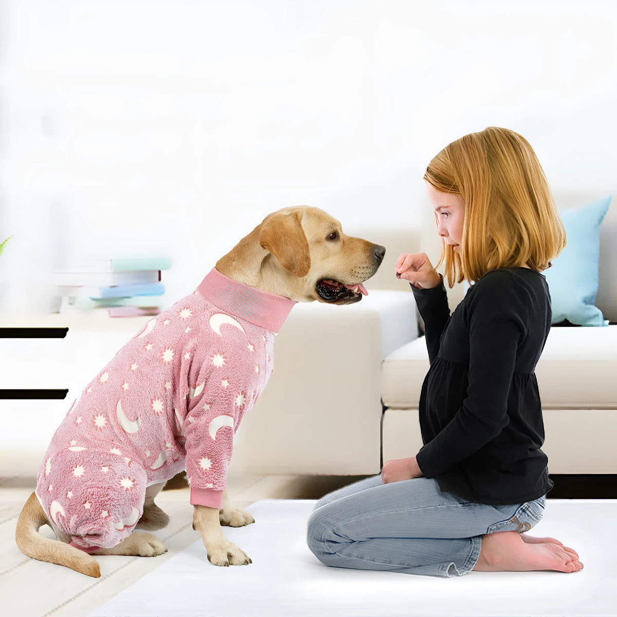 Flannel winter dog pyjamas in bone grey or starry pink, Europe and America style, sizes XS to XXXL