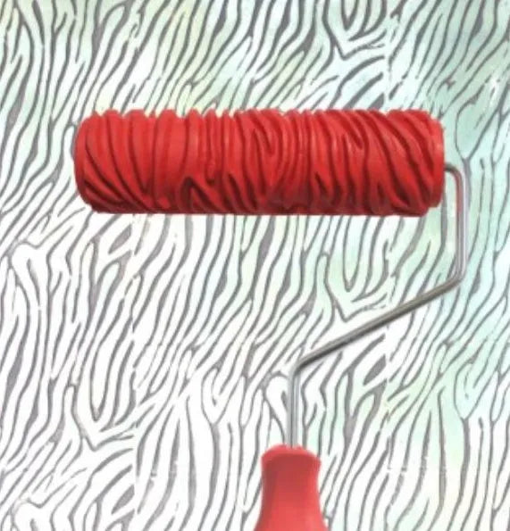 Red 7 inch texture paint embossing roller for creating wall patterns