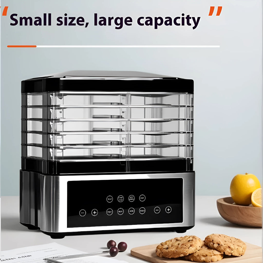 Silver stainless steel fruit dehydrator food dryer with control panel