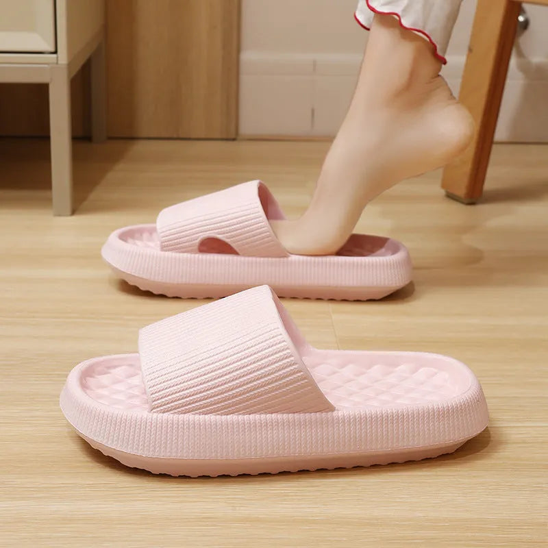 Summer EVA slippers solid colour rhombus stripe anti-slip new women's home shoes