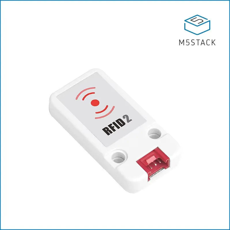 M5Stack RFID2 NFC reader module measuring 7x2 cm with HY2.0-4P cable and LEGO-compatible mounting holes
