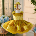 Golden short princess dress for girls, polyester, cute casual style, available in sizes 80-160cm
