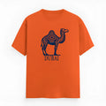 Straight-cut orange cotton t-shirt with short sleeves and a round neck