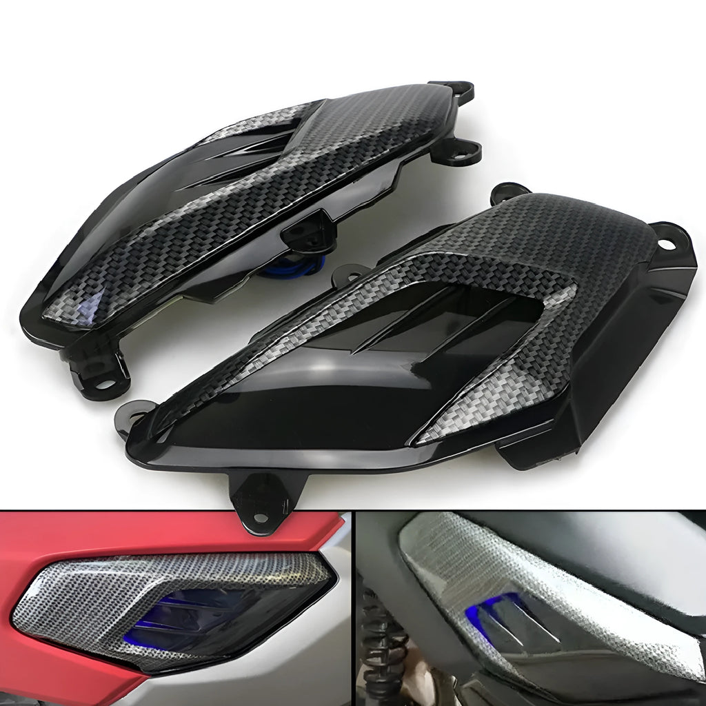 Pair of carbon fibre pattern LED side lamps for Yamaha NMAX125 and NMAX155 scooters