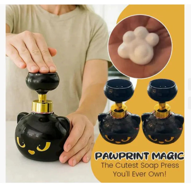 Black plastic cartoon cat-shaped manual soap extrusion dispenser