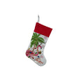 Flamingo design cloth Christmas stocking measuring 46 by 28 centimetres.