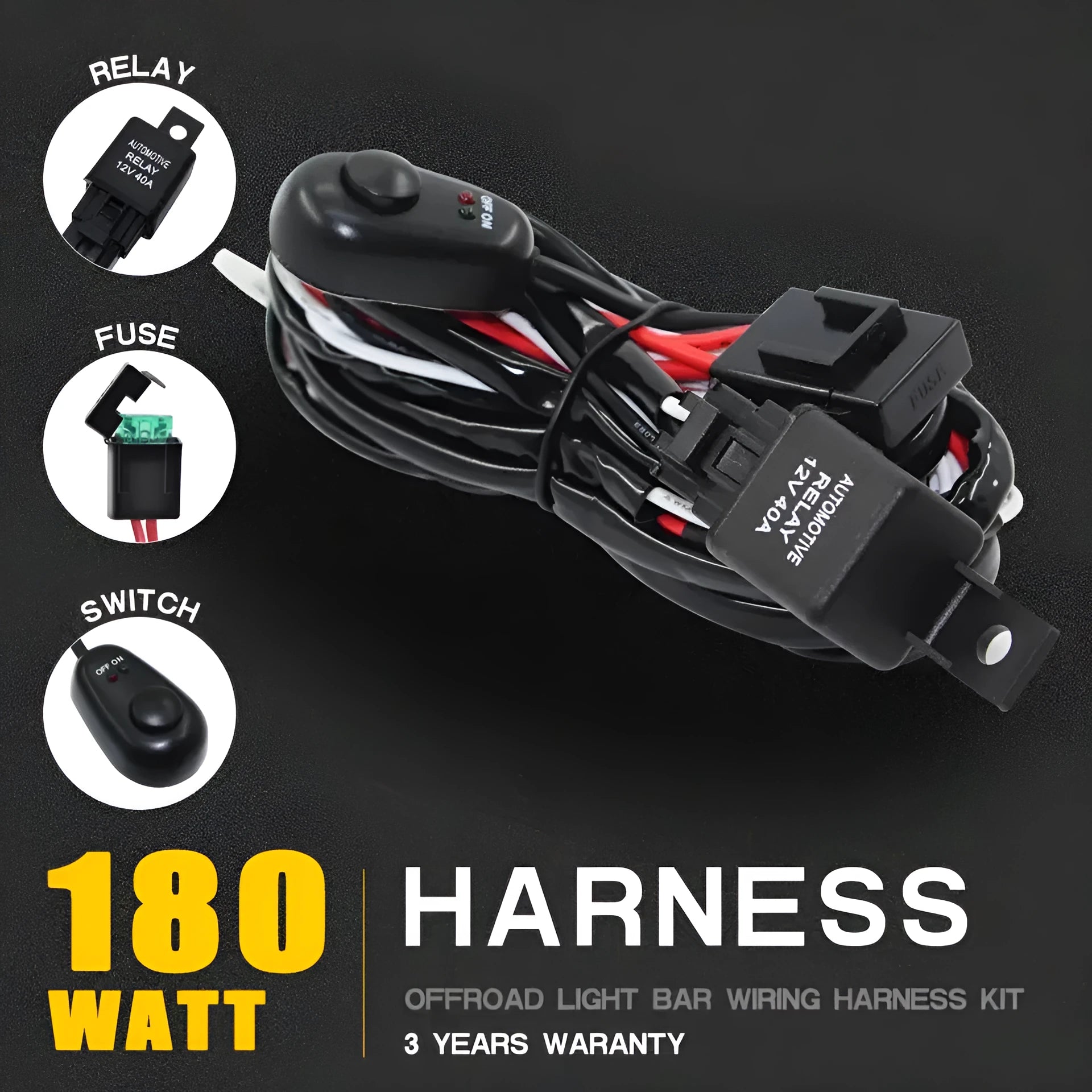 One drag two 2 metre silicone wiring harness for automotive LED work lights and roof spotlights