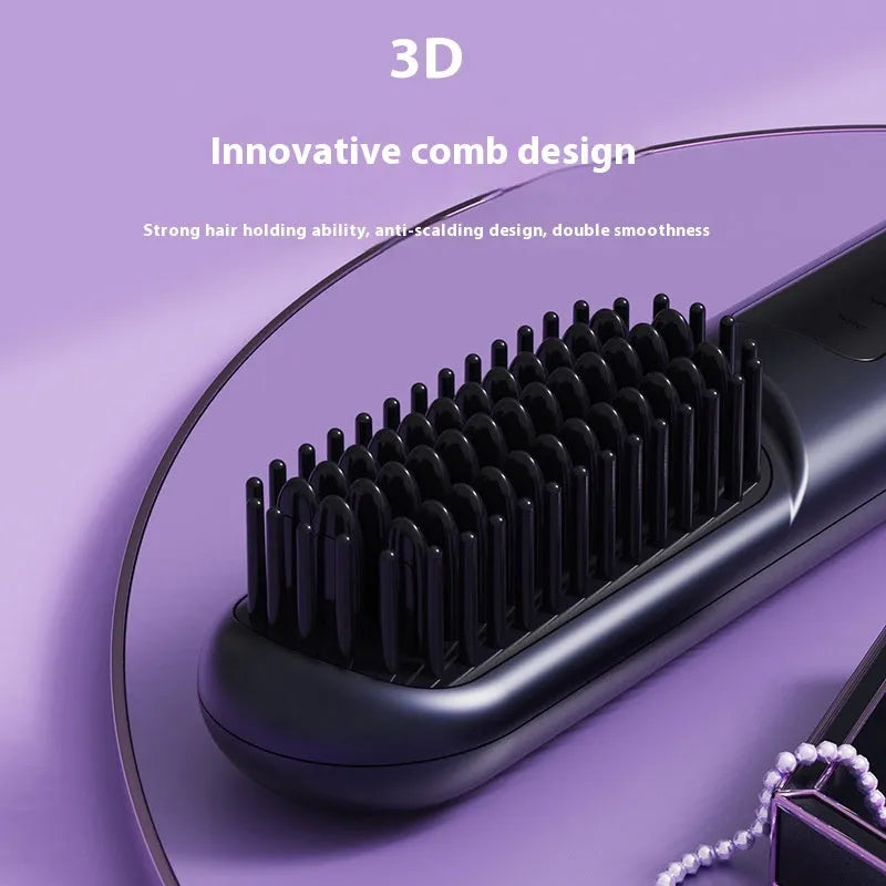 USB-C rechargeable negative ion hair comb in white, dark blue, or grey colours