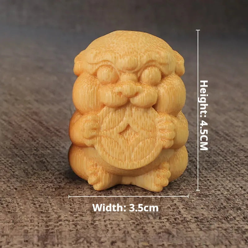 Solid bamboo Take Money carving ornament traditional handmade decoration 4.5cm tall