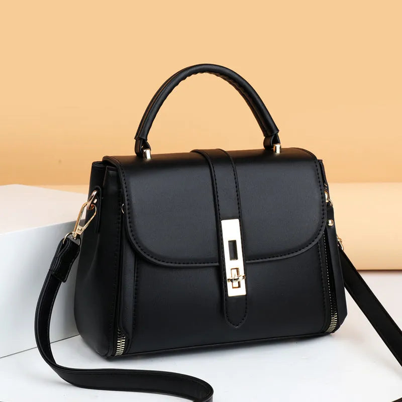 Women's soft PU leather shoulder bag in square vertical design with shoulder strap