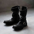 Men's black retro Martin ankle boots with side zipper and round toe.