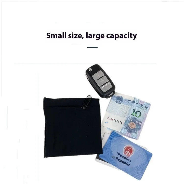 Black armband wallet with adjustable strap and 10x10.5cm phone compartment for running and hiking.