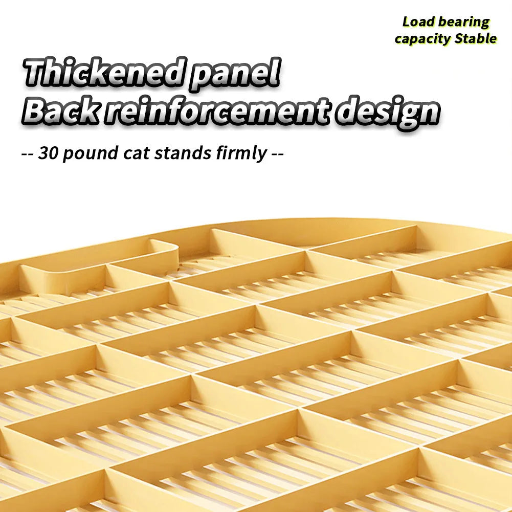 Milk yellow cat litter mat with silicone anti-slip feet measuring 40x40.5cm