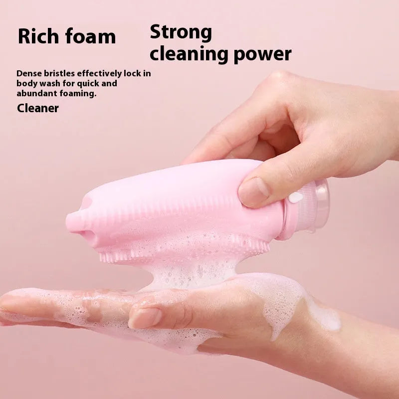 Silicone bath brush storage bottle in various colours with 100ml capacity