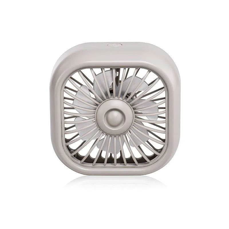 Small black USB car fan with three speed buttons on compact dashboard mount