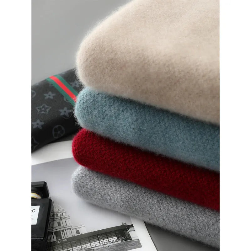 Sheep wool half zip knitted sweater slim fit pullover in four colour options