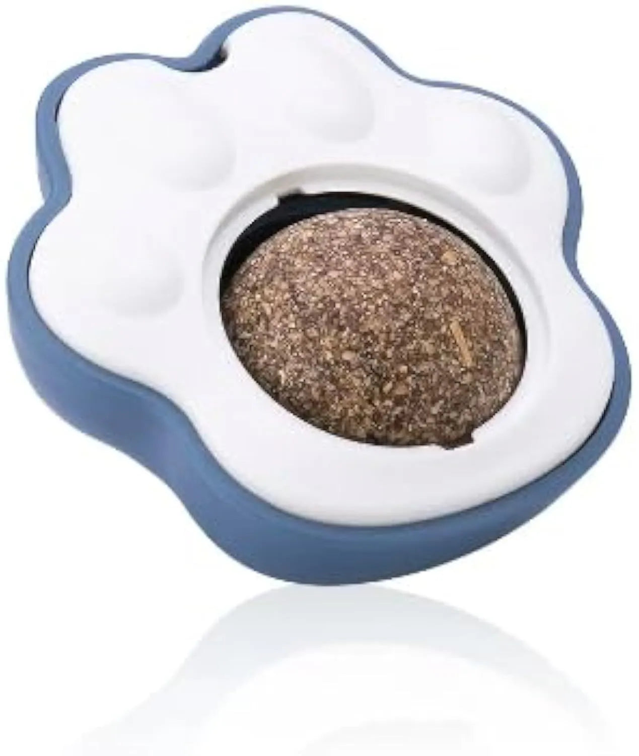 Blue, green and pink catnip ball wall treats with edible vine for feline dental chewing
