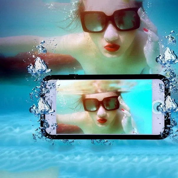 Waterproof silicone case for iPhone XR XS Max 7 Plus in black, showing front and back covers.
