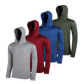 Four men's lightweight polyester hoodies in different colours displayed together as a coordinated set