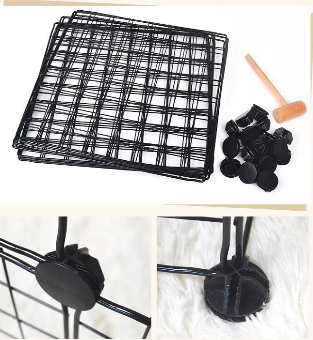 Black 6-piece environment-friendly metal pet fence for indoor and outdoor use.