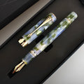 Deep green metal ballpoint pen with three tip size options for writing and drawing