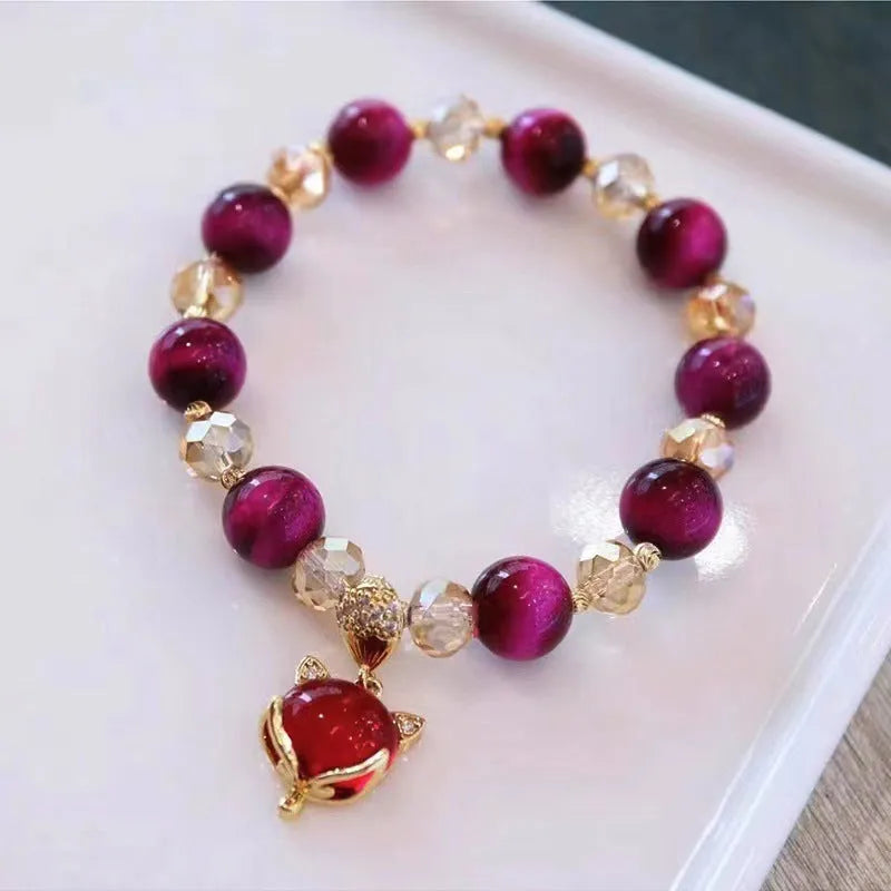 Handmade Tigereye crystal bracelet showing natural Vanves stone in single and double chain configurations