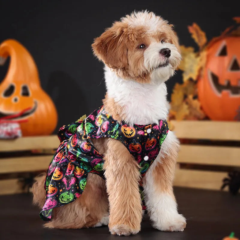 Orange Halloween dog costume with angel wings for medium sized pet