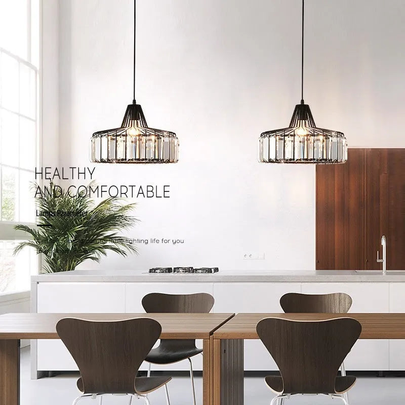 Modern crystal ceiling droplight with LED lighting and decorative crystal elements