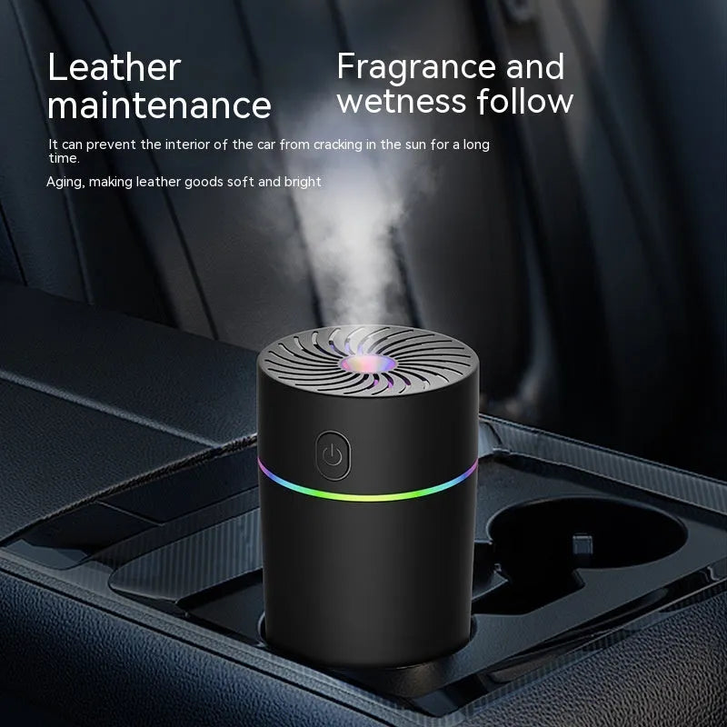 Car USB mini humidifier with aromatherapy function in black and white colour options
