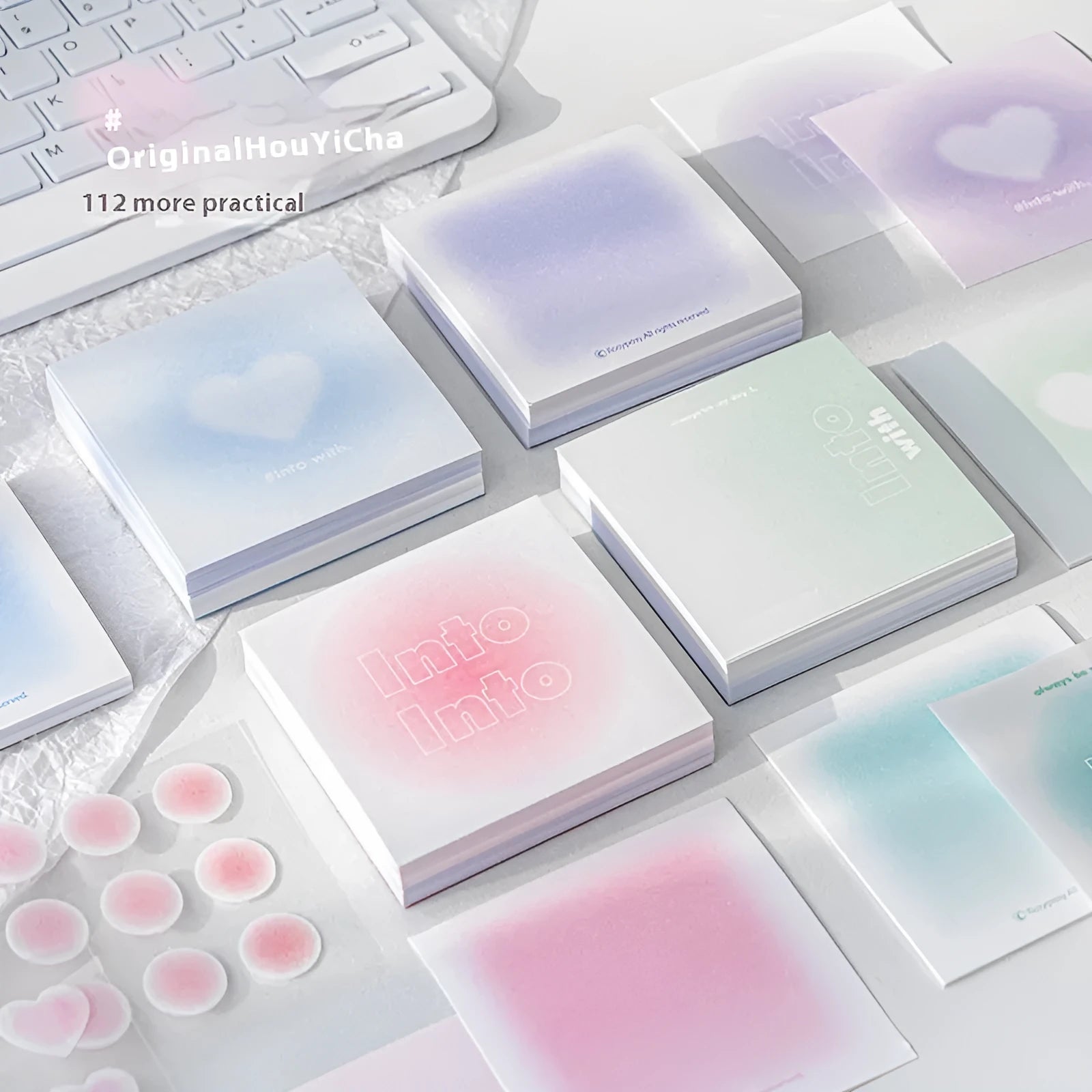 70mm gradient parchment inner multifunctional notepad with blush, green, purple, and blue colour options