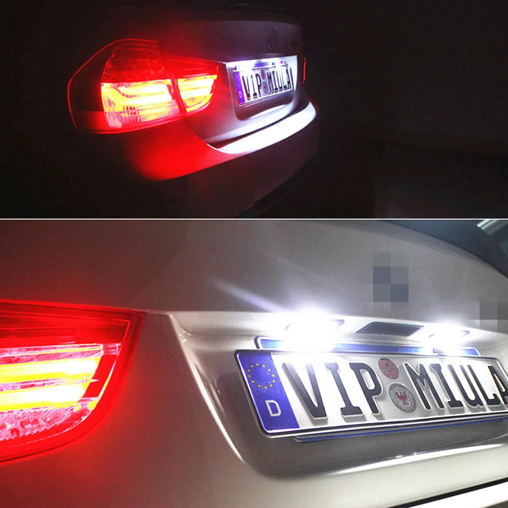 Volkswagen LED license plate light with 24 SMD 3528 LEDs producing 8000K white light