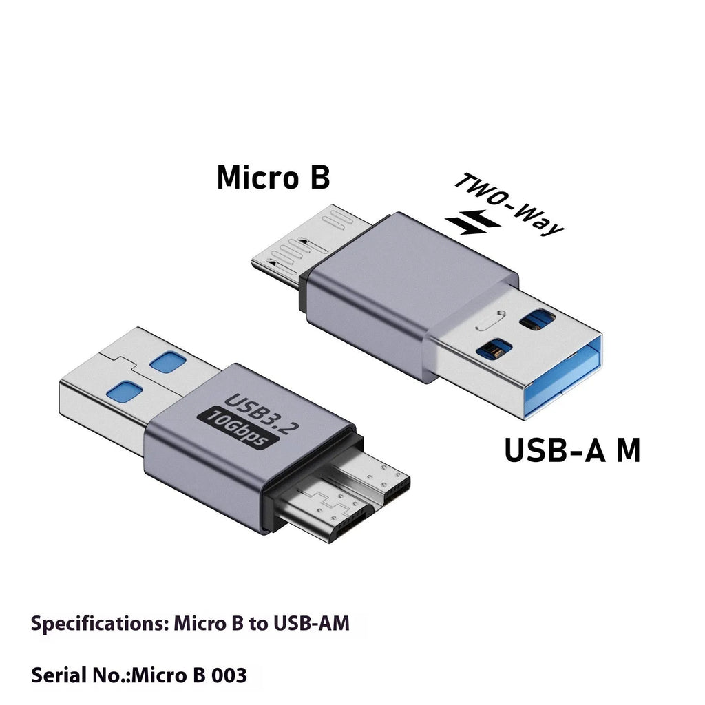 USB AM to Micro-B adapter with 5-pin male connector for old mobile hard drives and phones