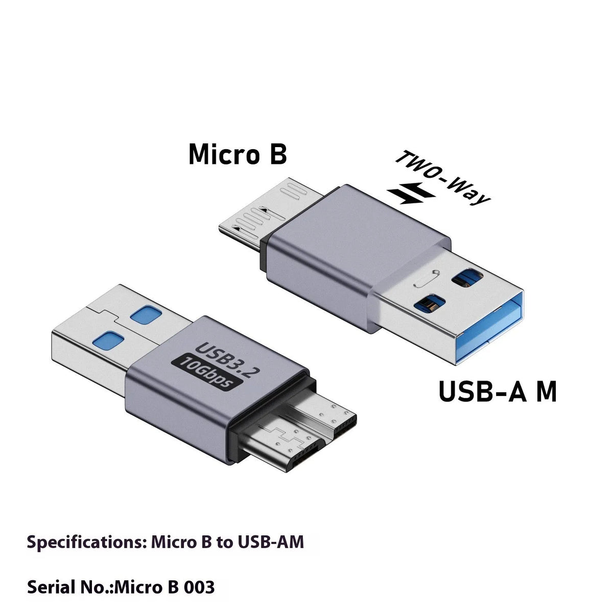 USB AM to Micro-B adapter with 5-pin male connector for old mobile hard drives and phones
